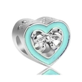 Silver heart charm with light blue enamel and a bow accent for DIY jewelry making - Light Blue Heart Bow Style (8)