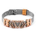 Adjustable silver mesh bracelet with rose gold heart and figure charms for women - Silver Mesh Rose Gold Arrow Heart Style / Rose Gold Silver Arrow Style
