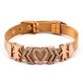 Bracelet en maille or rose pour femme avec breloques familiales et boucle réglable - Or rose