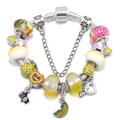 Sommerliches Perlenarmband mit Früchten wie Zitrone und Wassermelone auf Schlangenkette - Sommer Früchte Thema (Stil 009)