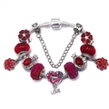 Bracelet chaîne serpent argenté avec gemmes rouges et pendentif coeur lettrage LOVE - Style LOVE Cœur Rouge Violet (Z*09款)