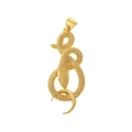 Detalle del colgante de serpiente bañada en oro de 18K con escamas texturizadas y pulido - Estilo Serpiente Mate Rizada (D211-5)