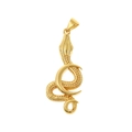 Detalle del colgante de serpiente y luna creciente chapado en oro 18K con textura fina - Estilo Serpiente Texturizada Alrededor de la Luna (D211-6)