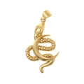 Vista macro del colgante de serpiente bañada en oro 18K con escamas y forma de S - Estilo Serpiente Pulida Dinámica en S (D211-10)