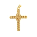 Klassischer Goldkreuz-Anhänger mit Jungfrau Maria Gravur und Zirkonia Akzenten - Jungfrau Maria Stil (D145A)