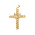 Classic gold cross pendant with central zircon butterfly and twisted woven texture - Butterfly Cross Style (D171)