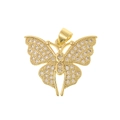 Elegant gold butterfly pendant with sparkling white cubic zirconia and hollow design - Hollow Gold Zirconia Butterfly Style (D589)