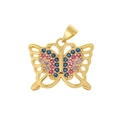 Colorful butterfly pendant with hollow design and multi-colored zircons in gold plating - Colorful Zirconia Hollow Butterfly Style (D646)