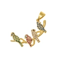 Golden alloy branch pendant featuring four birds with green red white and blue zircon stones - Four Birds On Branch Multicolor Zirconia Style (DZ-93)