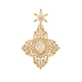Detaillierte Makroansicht von Vintage-Sternanhänger mit Vergoldung und Zirkonia-Steinen - Nur Anhänger - Vintage Blumenstern (D636)