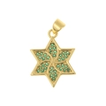 Hexagramm-Anhänger in Gold-Finish mit grünem Edelstein-Besatz für Damen - Nur Anhänger - Grüner Zirkonia Hexagramm (D718)