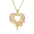 Collar con colgante de corazón dorado MOM con pavé de circonitas para el día de la madre - Estilo Corazón Pavé MOM (D1011-3)