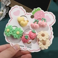 Set di 5 paia di elastici per capelli con graziosi ciondoli a fiori e frutta - Confezione da 5 Paia (FS-29)