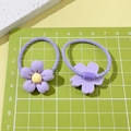 Élastiques à cheveux fleurs violettes pour filles avec design 5 pétales et spirale - Style fleur violette à cinq pétales