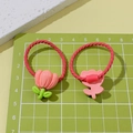 Lot de chouchous tulipe avec pétales roses et feuilles vertes pour petites filles - Style tulipe rouge rose