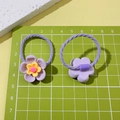 Set van twee paarse haarelastiekjes met schattige harsbloemen voor kleine meisjes - Paarse 3D bloemstijl
