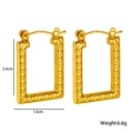 Golden rectangular hoop earrings with Greek key engraving, 2.6cm height and metal finish - Greek Key Rectangular Style (N195)