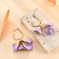 Elegant purple gradient petal drop earrings with gold hooks on aesthetic stone display - Purple Gradient (A425)