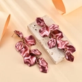 Close-up of pink purple matte petal tassel earrings with elegant gold chains - Dusty Pink (A400)