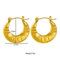 Golden crescent geometric earrings with vintage vertical stripe texture finish - Crescent Shape Wave Texture Style (N200)