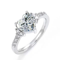 Elegant silver heart-shaped purple diamond ring featuring a classic claw setting and side accents - US 5 / White