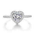 Elegant heart-shaped halo engagement ring with silver finish and micro-pave cubic zirconia - Size 5 / Heart / Platinum