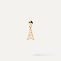 Pendentif lettre A avec zircons sertis et finition en métal doré poli brillant - Pendentif Seul (Sans Chaîne) / Or-A