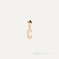 Boucle d'oreille pendante lettre C dorée avec pavé de zircons blancs étincelants - Pendentif Seul (Sans Chaîne) / Or-C