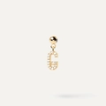 Sparkling gold letter G earring featuring micro-pave crystals and a polished round stud - Pendant Only (Without Chain) / Gold-G