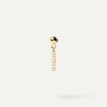 Single 18K gold-plated bar earring with vertically set white zircons for women - Pendant Only (Without Chain) / Gold-I
