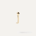 Bubble letter J pendant earring with 18K gold plating and pave-set zircons - Pendant Only (Without Chain) / Gold-J