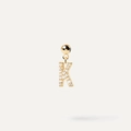 Golden bubble letter K pendant featuring white sparkling zircon stones in a micro-pave setting - Pendant Only (Without Chain) / Gold-K