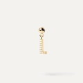 L-letter stud earring in polished gold finish with shimmering white cubic zirconia - Pendant Only (Without Chain) / Gold-L