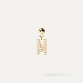 Golden M-shaped bubble initial stud earring with sparkling pavé micro-inlaid stones - Pendant Only (Without Chain) / Gold-M