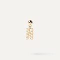 Elegant gold-plated letter N drop earring with pavé-set crystals and polished spherical stud - Pendant Only (Without Chain) / Gold-N
