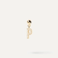 Golden DIY bubble letter P pendant earring with shimmering micro-pave zircon inlay - Pendant Only (Without Chain) / Gold-P