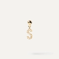 Golden stud earring with letter S pendant featuring pave-set sparkling white crystals - Pendant Only (Without Chain) / Gold-S