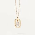 Gold plated octagonal pendant necklace with micro-pave zircon letter D detail - Letter D