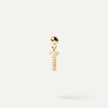 Golden letter T earrings with micro-paved white zircons and minimalist bead design - Pendant Only (Without Chain) / Gold-T