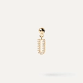 U-shaped gold earring with pavé-set white zircon stones and minimalist spherical stud - Pendant Only (Without Chain) / Gold-U