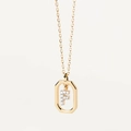 Golden micro-pave zircon letter F pendant necklace with minimalist jewelry design - Letter F