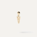 Gold plated bubble letter V pendant earring with pavé white crystals for women - Pendant Only (Without Chain) / Gold-V