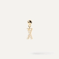 18K gold-plated bubble letter X stud earring with shimmering zircon micro-pave setting - Pendant Only (Without Chain) / Gold-X