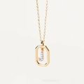 Golden octagon pendant necklace featuring a micro-pave zircon letter J charm - Letter J