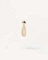 Golden bubble letter pendant earring with micro-pave white zircon stones - Pendant Only (Without Chain) / Gold-0
