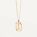 Golden octagon pendant necklace featuring a micro-paved zircon letter L detail - L