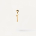 Number 1 gold dangle earring with sparkling cubic zirconia pavé and S925 engraving - Pendant Only (Without Chain) / Gold-1