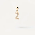 Minimalist DIY bubble number 2 pendant in gold finish with micro-pave white crystals - Pendant Only (Without Chain) / Gold-2