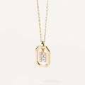 Gold-plated octagon pendant necklace featuring a micro-paved zircon Letter N charm - Letter N