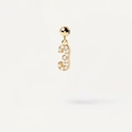 Number 3 pendant in gold plating featuring micro-pave white cubic zirconia stones - Pendant Only (Without Chain) / Gold-3